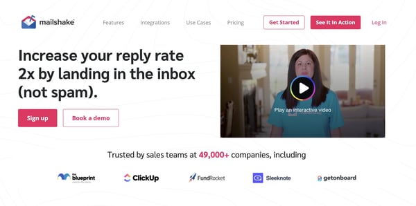 Screenshot of Mailshake website